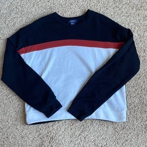 Forever 21 small black and white with a dark orange strip sweatshirt.